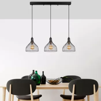 Lustra, Fulgor, 942FLG1409, Metal, Negru/Maro antic imagine