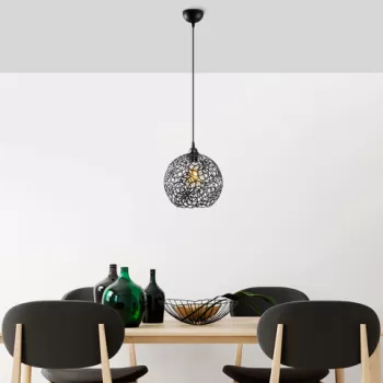 Lustra, Fulgor, 942FLG1450, Metal, Negru imagine