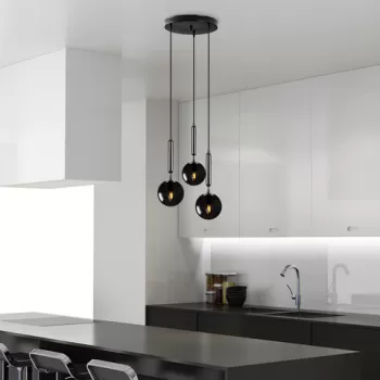 Lustra, Fulgor, 942FLG1468, Metal, Negru imagine