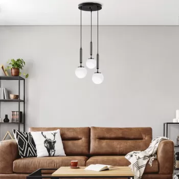 Lustra, Fulgor, 942FLG1470, Metal, Alb/Negru imagine