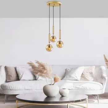 Lustra, Fulgor, 942FLG1472, Metal, Auriu imagine