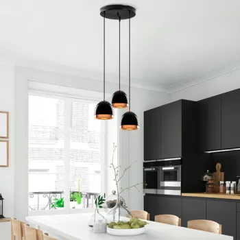 Lustra, Fulgor, 942FLG1481, Metal, Negru/Auriu imagine