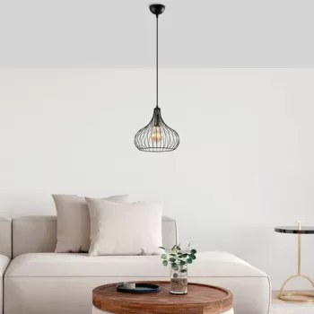 Lustra, Fulgor, 942FLG1601, Metal, Negru/Maro antic imagine