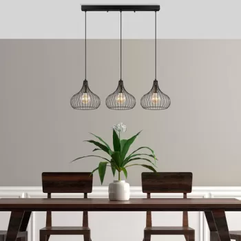 Lustra, Fulgor, 942FLG1602, Metal, Negru/Maro antic imagine