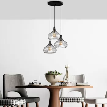 Lustra, Fulgor, 942FLG1603, Metal, Negru/Maro antic imagine