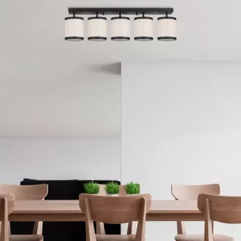 Lustra, Fulgor, 942FLG1640, Metal, Alb/Negru imagine