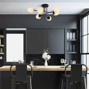 Lustra, Fulgor, 942FLG2136, Metal, Negru / Crem imagine