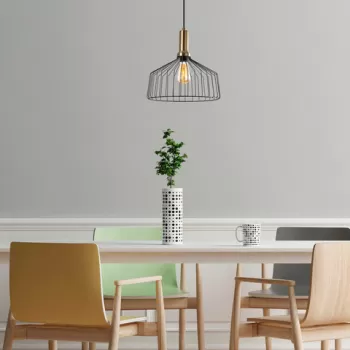 Lustra, Fulgor, 942FLG2138, Metal, Negru/Maro antic imagine