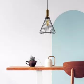 Lustra, Fulgor, 942FLG2140, Metal, Negru/Maro antic imagine