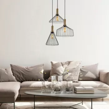 Lustra, Fulgor, 942FLG2141, Metal, Negru/Maro antic imagine