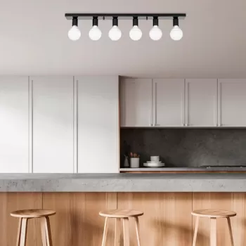 Lustra, Fulgor, 942FLG2503, Metal, Alb/Negru imagine