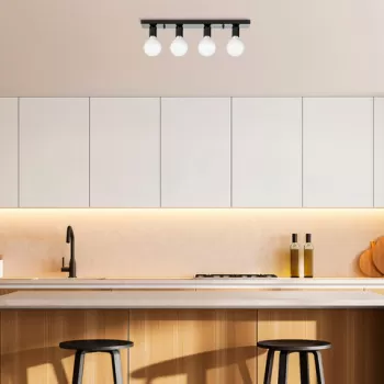 Lustra, Fulgor, 942FLG2506, Metal, Alb/Negru imagine