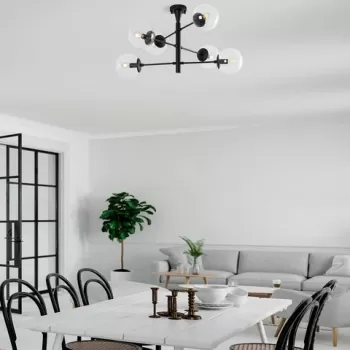 Lustra, Fulgor, 942FLG2508, Metal, Negru imagine