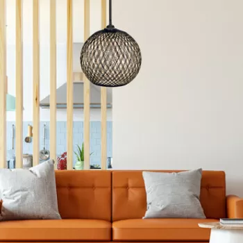Lustra, FullHouse, 390FLH1567, Iuta lucrata manual , Maro / Ecru / Negru imagine