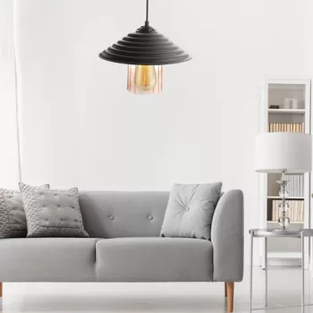 Lustra, FullHouse, 390FLH1581, Abajur din sticla acrilica, Negru / Miere imagine