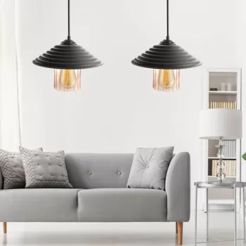 Lustra, FullHouse, 390FLH1582, Abajur din sticla acrilica, Negru / Miere imagine