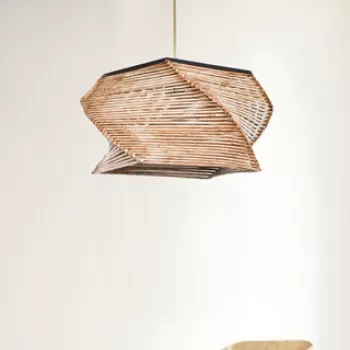 Lustra, FullHouse, 390FLH1596, Corp din lemn, Bej imagine