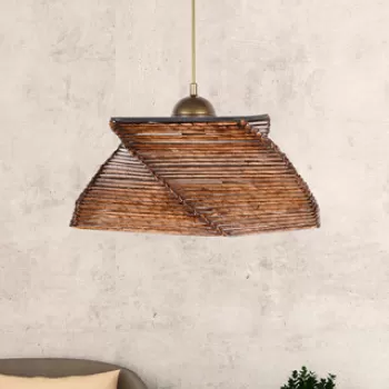 Lustra, FullHouse, 390FLH1609, Corp din lemn, Maro antichizat imagine