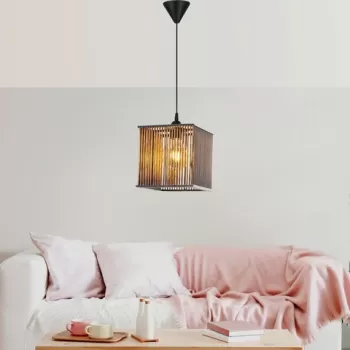 Lustra, FullHouse, 390FLH2187, Lemn, Maro antichizat imagine