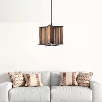 Lustra, FullHouse, 390FLH2188, Lemn, Maro antichizat imagine