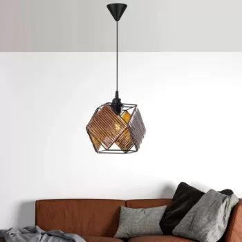 Lustra, FullHouse, 390FLH2192, Lemn, Maro antichizat imagine