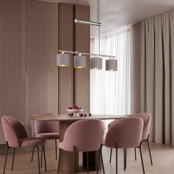 Lustra Garda, TRIO, 77x13.5x150 cm, 28W, 4x E14, metal/textil, argintiu/gri imagine