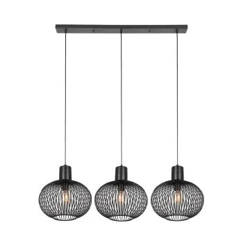 Lustra Gila, TRIO, 120x33x150 cm, 10W, 3x E27, metal, negru mat imagine