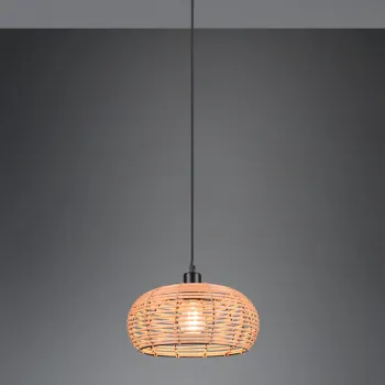 Lustra Inga, TRIO, 29x150 cm, 40W, 1x E27, ratan, natur/negru imagine