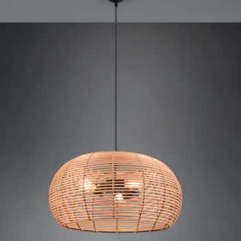 Lustra Inga, TRIO, 50x150 cm, 40W, 3x E27, ratan, natur/negru imagine