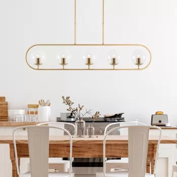 Lustra, Jewel - 10625, Fulgor, 122 x 15 x 49 cm, 5 x E14, 15W, auriu imagine