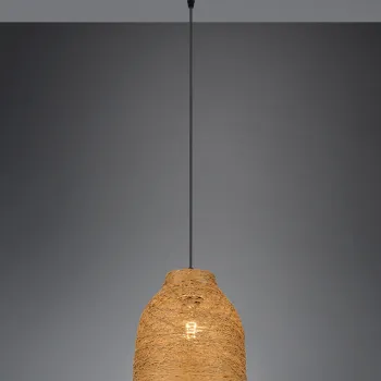 Lustra Joeline, RL, 25x150 cm, 10W, 1x E27, fire de hartie, negru mat/maro imagine