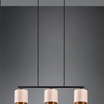 Lustra Julieta, TRIO, 66x15x150 cm, 40W, 3x E14, metal/textil, negru/bej imagine