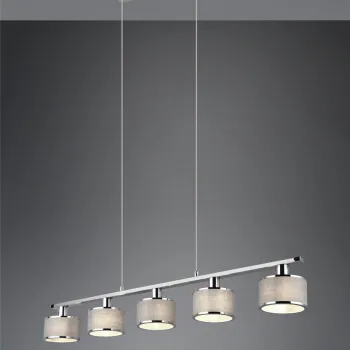 Lustra Kaprun, TRIO, 92x12x150 cm, 28W, 5x E14, metal, argintiu/gri imagine