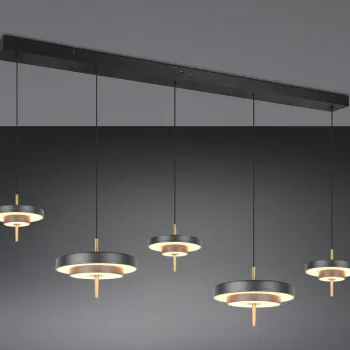 Lustra Keaton, TRIO, 140x30x150 cm, 50W, 1x SMD, metal, negru/auriu imagine