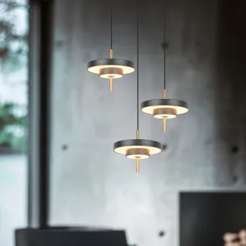 Lustra Keaton, TRIO, 45x150 cm, 10W, 1x SMD, metal, negru/auriu imagine