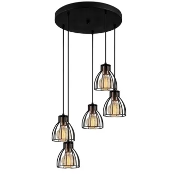 Lustra Kemah N-1237, Noor, 47 x 109 cm, 5 x E27, 100W, negru imagine