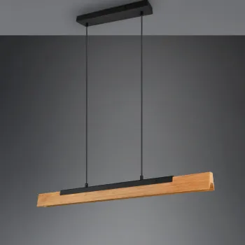 Lustra Kerala, TRIO, 90x8.5x150 cm, 25W, 1x SMD, metal, negru mat/natur imagine