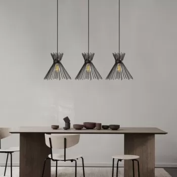 Lustra, Kirpi - 3088, Opviq, 104 x 30 x 130 cm, 3 x E27, 40W, negru imagine