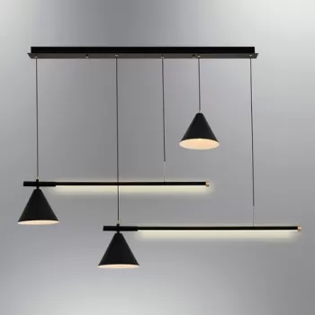 Lustra, Lightric, 414LRC1239, Metal, Negru imagine