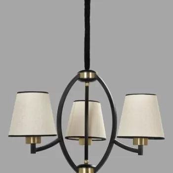 Lustra, Luin, 534LUN3297, Metal, Bej / Negru / Auriu imagine