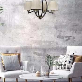 Lustra, Luin, 534LUN3298, Metal, Bej / Negru / Auriu imagine