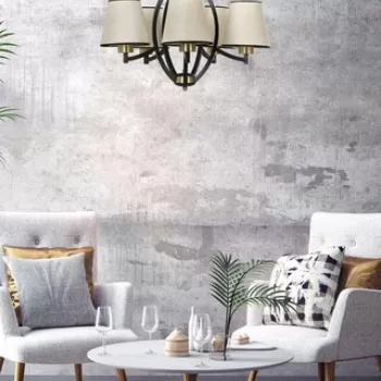 Lustra, Luin, 534LUN3299, Metal, Bej / Negru / Auriu imagine