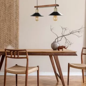 Lustra, Luin, 534LUN3407, Lemn, Maro / Negru imagine