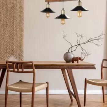 Lustra, Luin, 534LUN3408, Lemn, Maro / Negru imagine