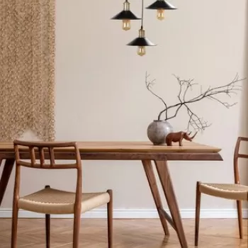 Lustra, Luin, 534LUN3409, Lemn, Maro / Negru imagine