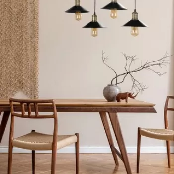 Lustra, Luin, 534LUN3410, Lemn, Maro / Negru imagine