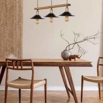 Lustra, Luin, 534LUN3413, Lemn, Maro / Negru imagine