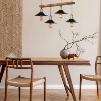 Lustra, Luin, 534LUN3415, Lemn, Maro / Negru imagine