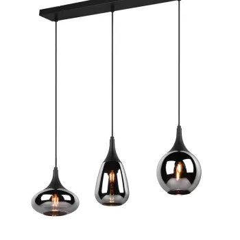 Lustra Lumina, TRIO, 60x6.5x150 cm, 40W, 3x E14, metal, negru mat/argintiu imagine