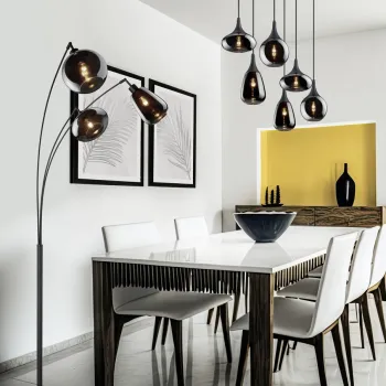 Lustra Lumina, TRIO, 85x20x150 cm, 40W, 6x E14, metal, negru mat/argintiu imagine